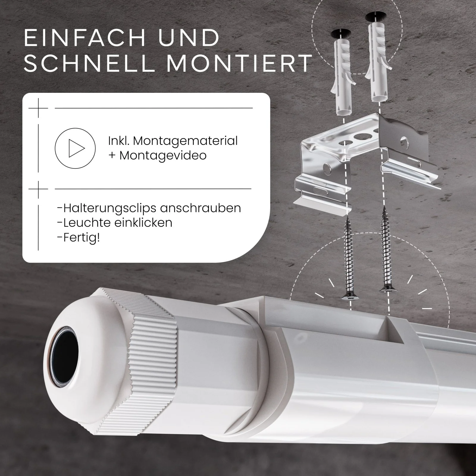 LED Feuchtraumleuchte SLIM, 150cm - Image 4