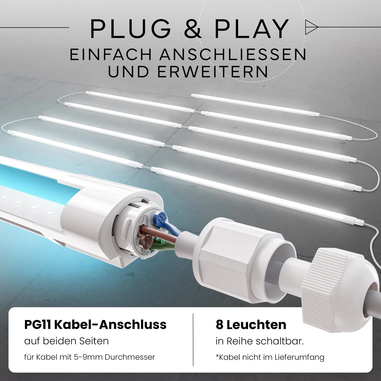 LED Feuchtraumleuchte SLIM, 150cm - Image 5