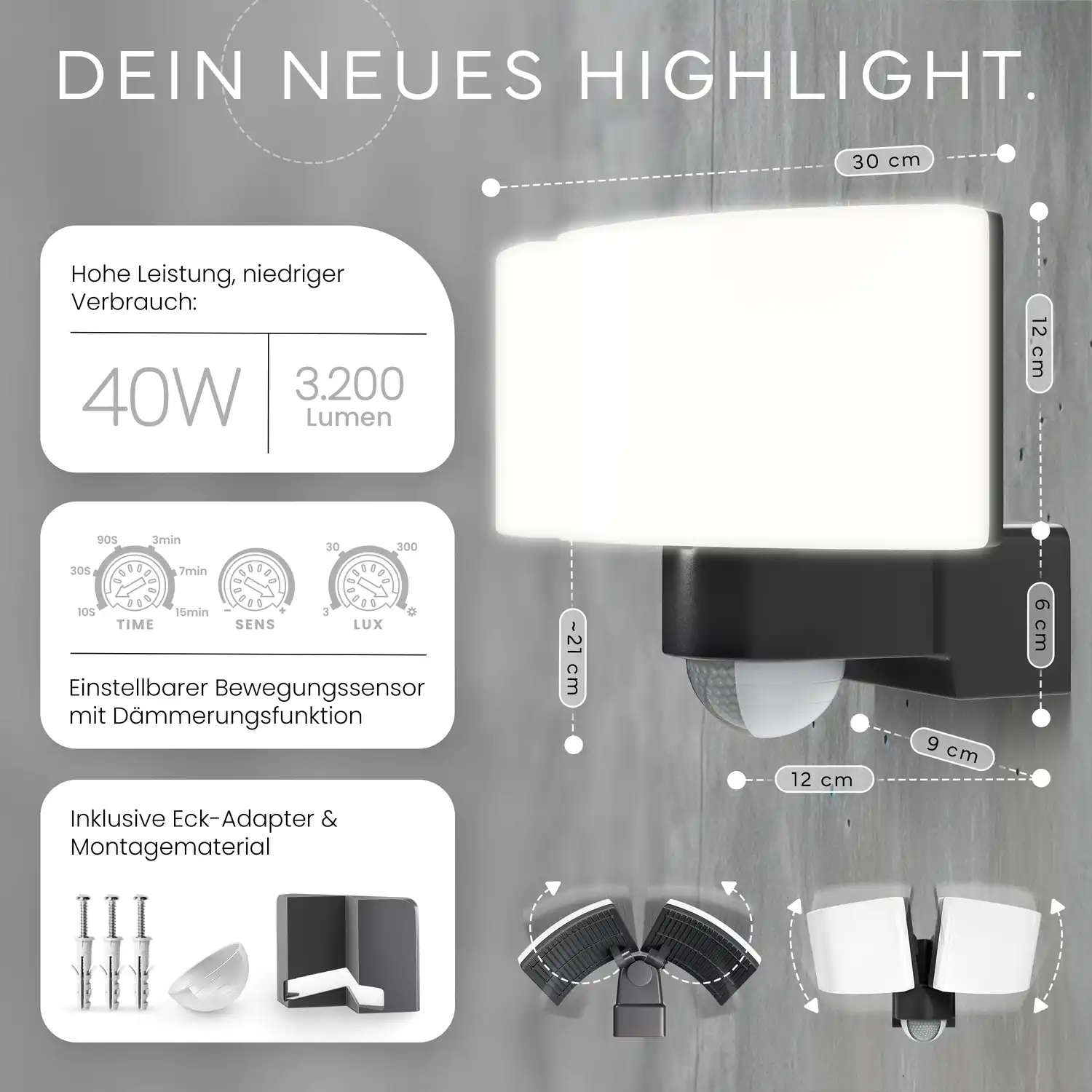 Wandleuchte LUMAX DUO mit Sensor - Image 3