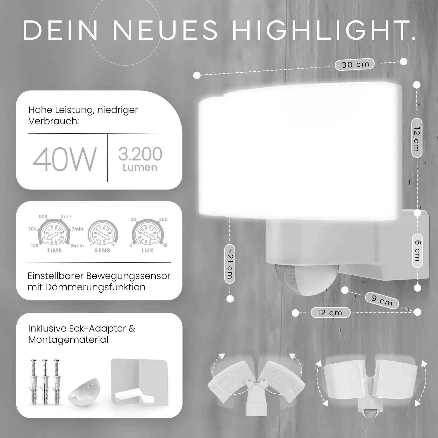 Wandleuchte LUMAX DUO mit Sensor - Image 9