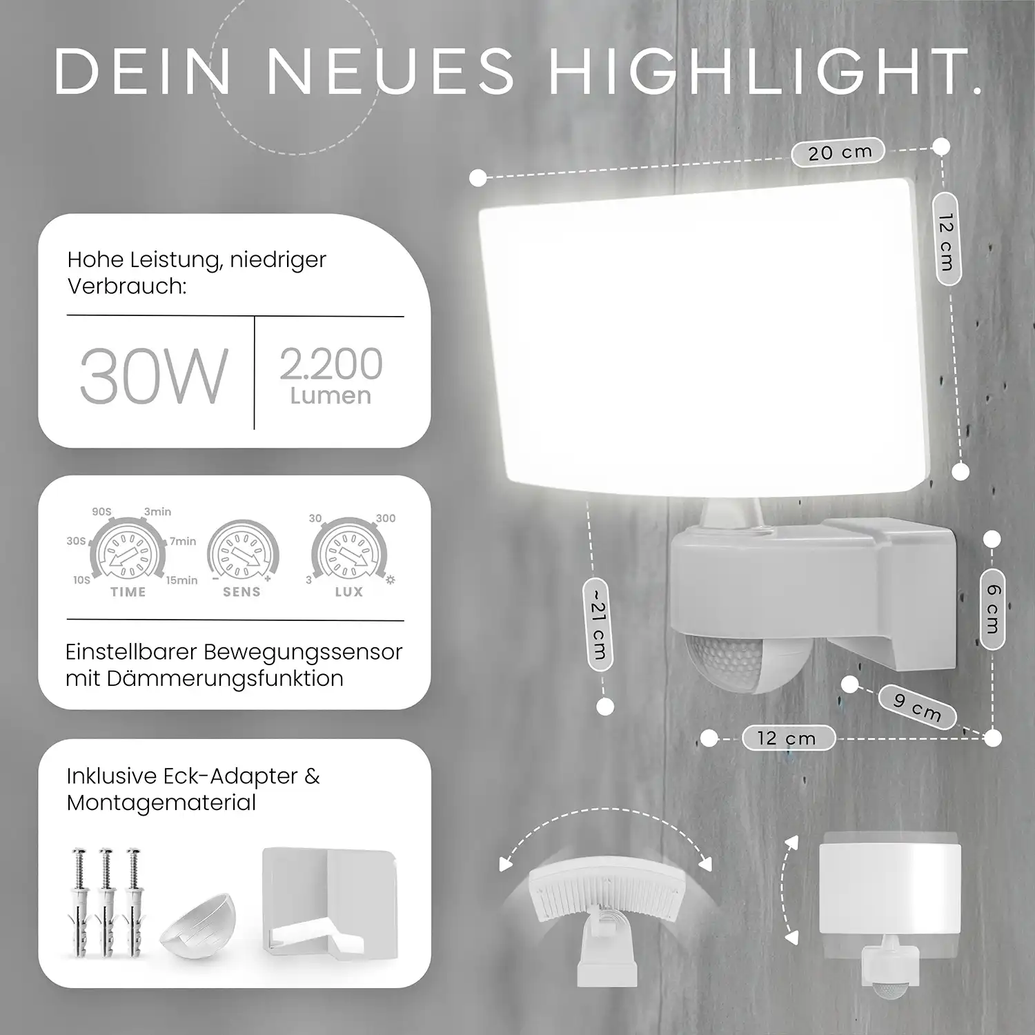 Wandleuchte LUMAX mit Sensor - Image 10