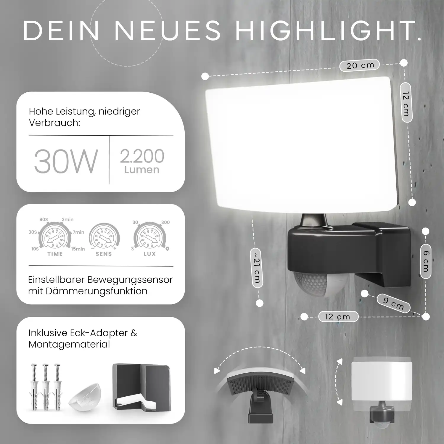 Wandleuchte LUMAX mit Sensor - Image 3